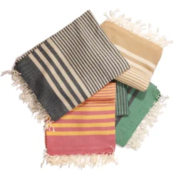 Hilana: Upcycled Cotton Fethiye Upcycled Turkish Towel / Blanket - Beige