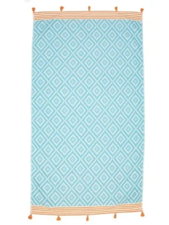 Hilana: Upcycled Cotton Merida Upcycled Turkish Towel / Blanket - Turquoise