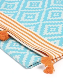 Hilana: Upcycled Cotton Merida Upcycled Turkish Towel / Blanket - Turquoise