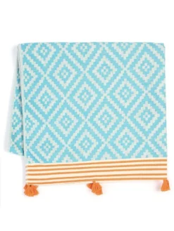 Hilana: Upcycled Cotton Merida Upcycled Turkish Towel / Blanket - Turquoise