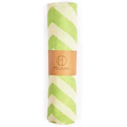 Hilana: Upcycled Cotton Mersin Upcycled Chevron Turkish Towel / Blanket - Green Home Goods