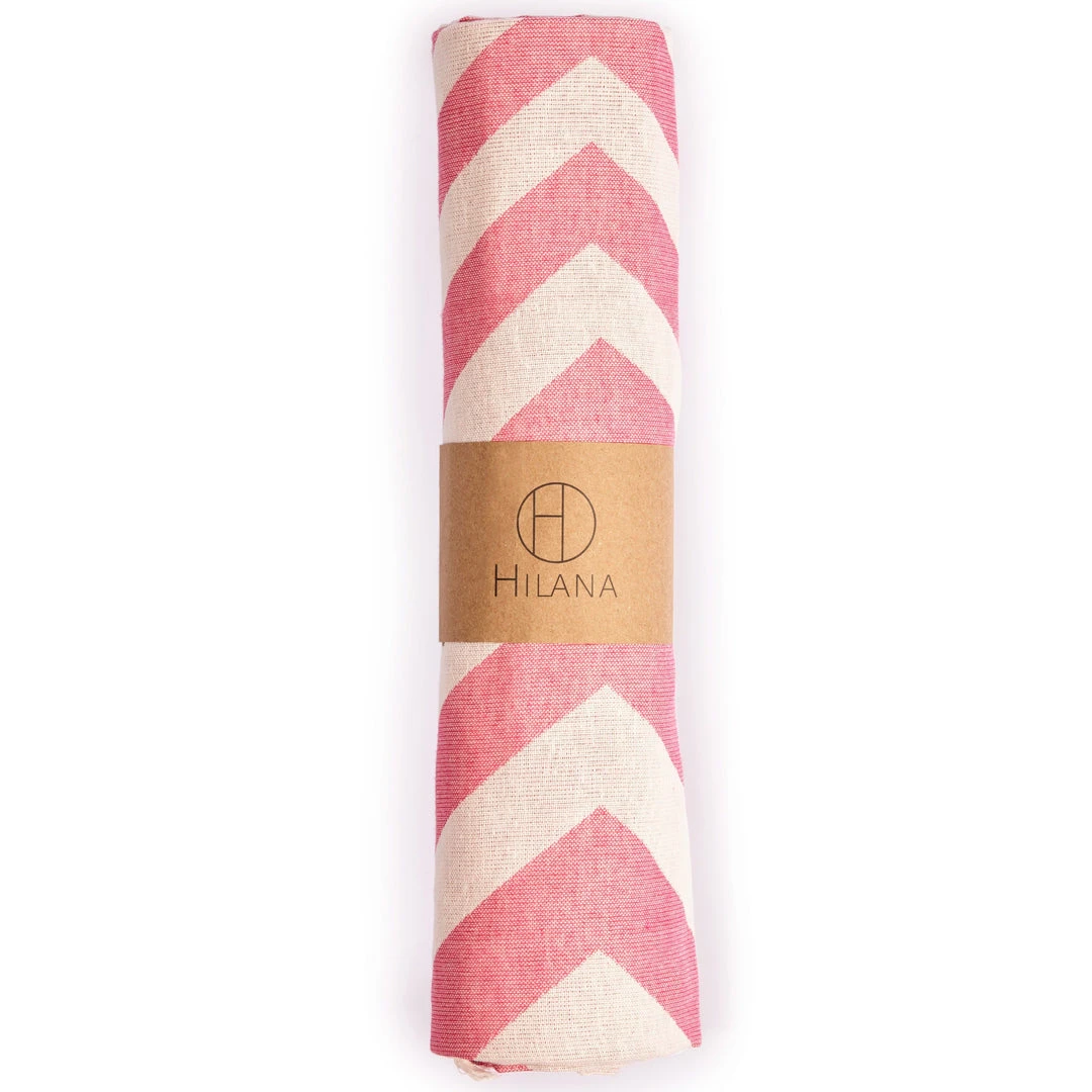 Hilana: Upcycled Cotton Best Sellers Mersin Upcycled Chevron Turkish Towel - Pink 6 Hilana: Upcycled Cotton Best Sellers Mersin Upcycled Chevron Turkish Towel - Pink