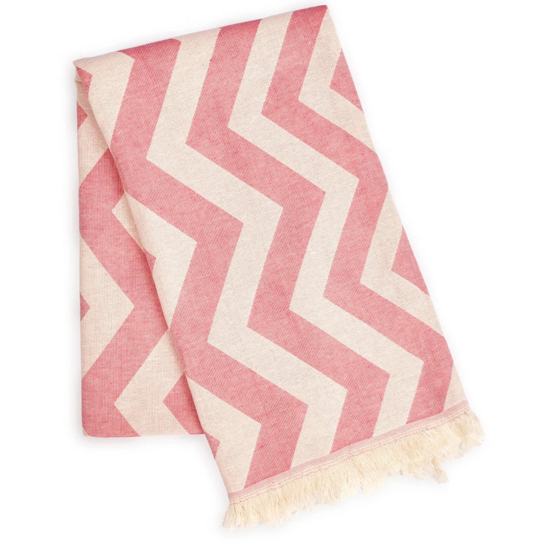 Hilana: Upcycled Cotton Best Sellers Mersin Upcycled Chevron Turkish Towel - Pink 5 Hilana: Upcycled Cotton Best Sellers Mersin Upcycled Chevron Turkish Towel - Pink