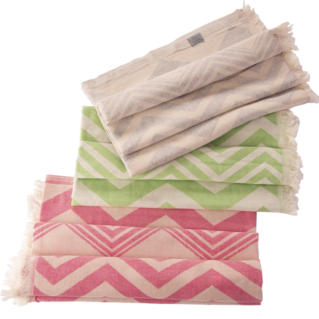 Hilana: Upcycled Cotton Best Sellers Mersin Upcycled Chevron Turkish Towel - Pink 8 Hilana: Upcycled Cotton Best Sellers Mersin Upcycled Chevron Turkish Towel - Pink