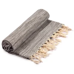 Hilana: Upcycled Cotton Home Goods Yalova Upcycled Marbled Turkish Towel / Blanket - Black