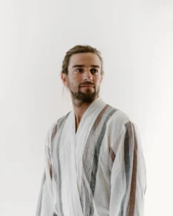 Home & Loft Hudson Unisex Long Turkish Robe - Brown + Cream 10 Home & Loft Hudson Unisex Long Turkish Robe - Brown + Cream