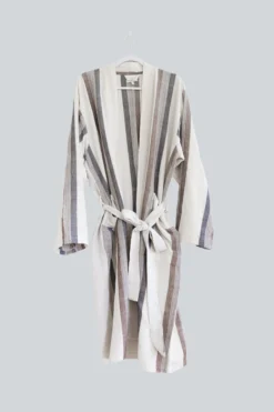 Home & Loft Hudson Unisex Long Turkish Robe - Brown + Cream 11 Home & Loft Hudson Unisex Long Turkish Robe - Brown + Cream