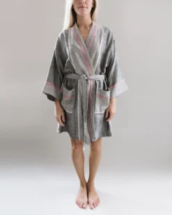 Home & Loft Tribeca Short Turkish Robe - Charcoal Best Sellers