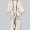 Home & Loft Best Sellers Tribeca Unisex Long Turkish Robe - Ivory + Cherry