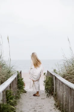 Home & Loft Tribeca Short Turkish Robe - Ivory + Cherry Best Sellers