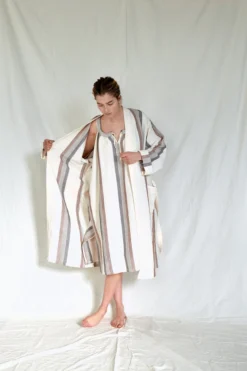 Home & Loft Hudson Unisex Long Turkish Robe - Brown + Cream 9 Home & Loft Hudson Unisex Long Turkish Robe - Brown + Cream