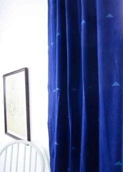 Ichcha Handcrafted Border Indigo Curtain