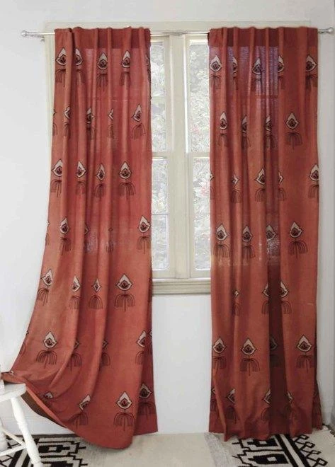 Ichcha Nazar Coral Rust Curtain Panel 4 Ichcha Nazar Coral Rust Curtain Panel