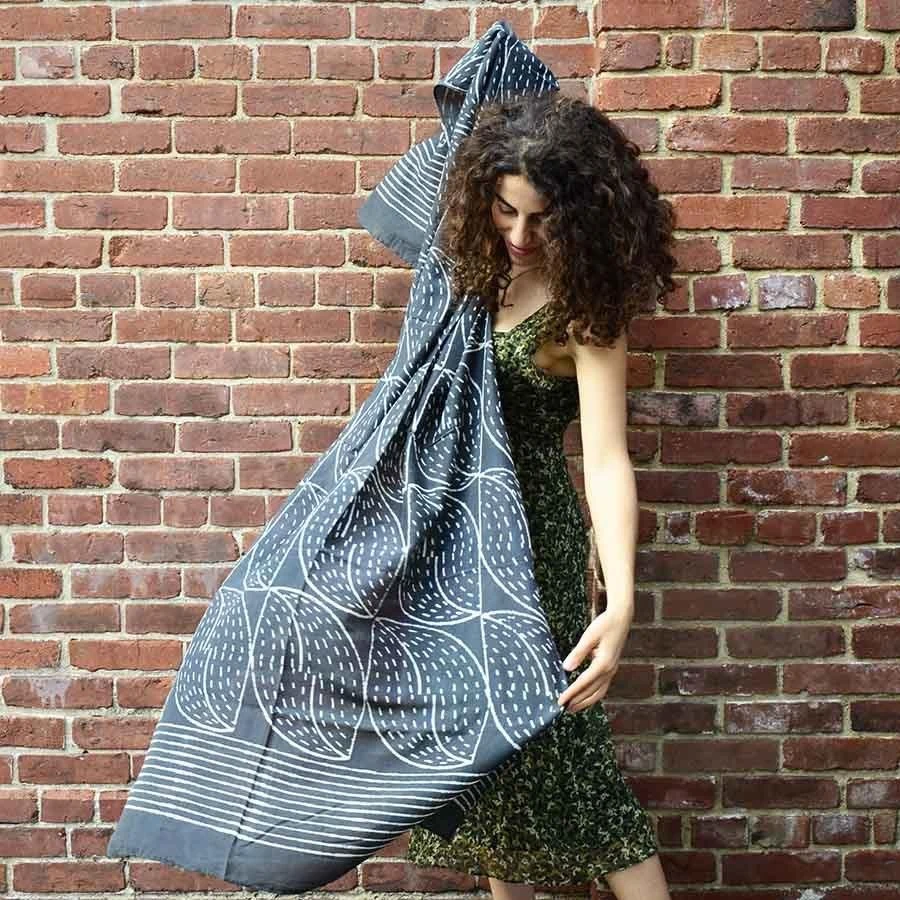 Ichcha Handcrafted Nimboo Black Scarf 5 Ichcha Handcrafted Nimboo Black Scarf