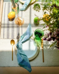 Soil To Studio Indu Linen Napkin Set - Tiffany Blue