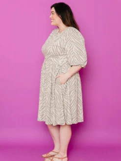 Mata Traders Inez Savanna Stripe Bubble Sleeve Dress