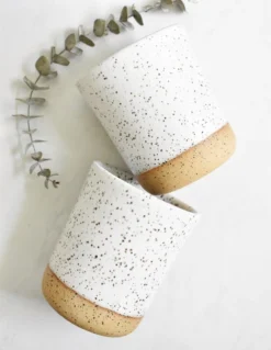 Katie Mudd Simple Speckled Stoneware Sipper Set - White