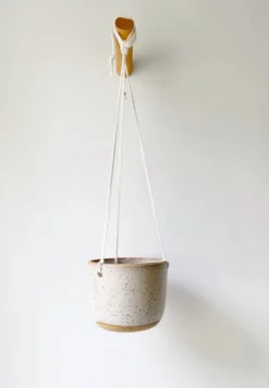 Katie Mudd Best Sellers Hanging Stoneware Planter - White