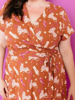 Mata Traders Katie Orchid Tigress Wrap Dress