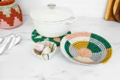 KAZI Medium Metallic Floret Round Basket Home Goods