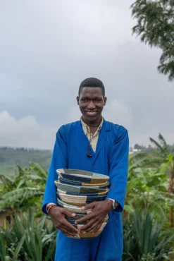 KAZI Medium Silver Blue Umuseke Round Basket Home Goods 11 KAZI Medium Silver Blue Umuseke Round Basket Home Goods