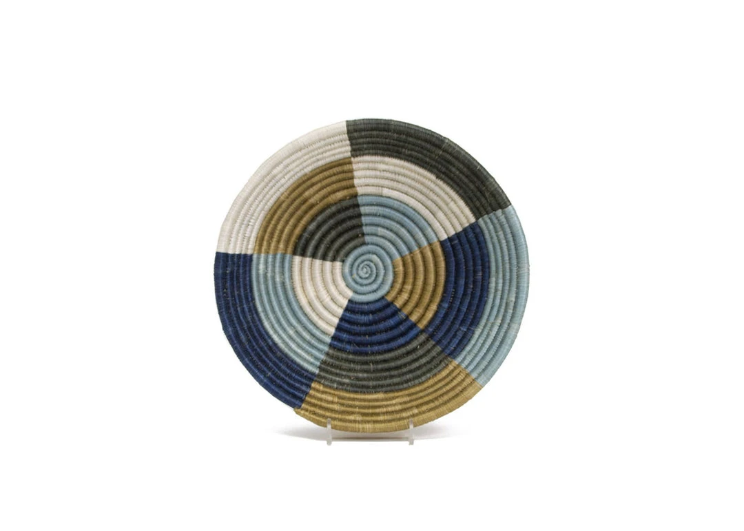 KAZI Medium Silver Blue Umuseke Round Basket Home Goods 3 KAZI Medium Silver Blue Umuseke Round Basket Home Goods