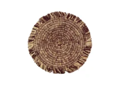 KAZI Home Goods Burgundy Heathered Fringed Charger