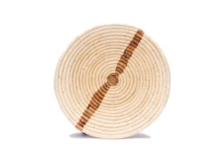KAZI Large Banana Bark Striped Round Basket