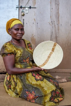 KAZI Large Banana Bark Striped Round Basket 7 KAZI Large Banana Bark Striped Round Basket