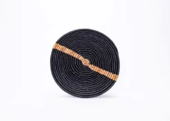 KAZI Large Banana Striped Black Round Basket