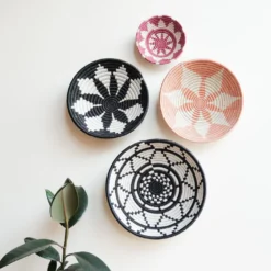 KAZI Large Black + White Thousand Hills Round Basket Home Goods