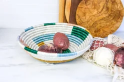 KAZI Home Goods Large Metallic Floret Geo Round Basket