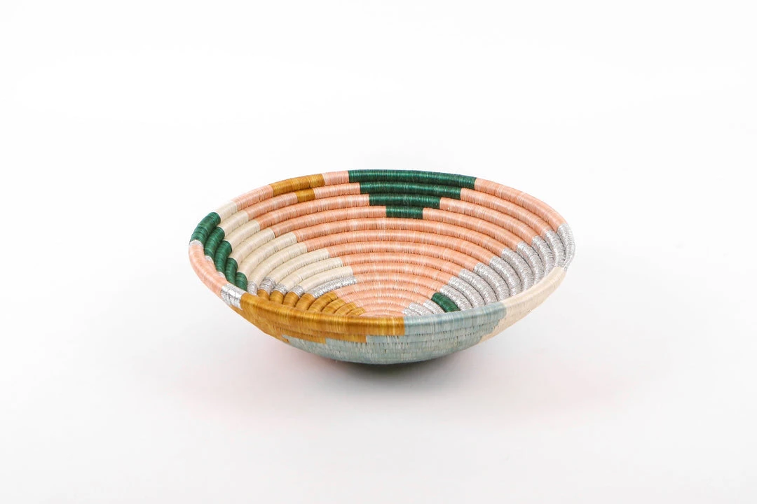 KAZI Large Metallic Floret Kijani Round Basket Home Goods 6 KAZI Large Metallic Floret Kijani Round Basket Home Goods