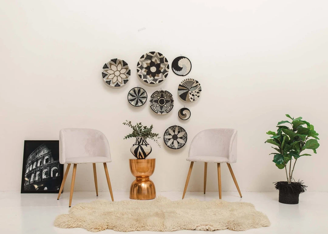 KAZI Home Goods Large Slate Hope Round Basket 4 KAZI Home Goods Large Slate Hope Round Basket