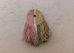 KAZI Home Goods Small Peach + Tan Woven Wall Disc Art