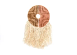 KAZI Home Goods Small Peach + Tan Woven Wall Disc Art