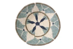 KAZI Home Goods Extra Large Silver Blue Hope Round Basket