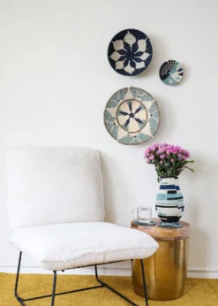 KAZI Home Goods Extra Large Silver Blue Hope Round Basket