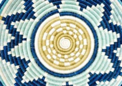 KAZI Extra Large Silver Blue + Navy Round Basket Home Goods