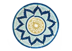 KAZI Extra Large Silver Blue + Navy Round Basket Home Goods