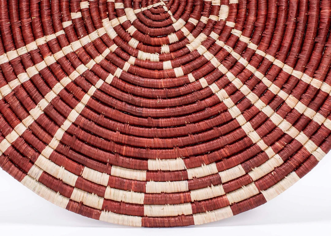 KAZI Home Goods Large Burgundy Sanaa Woven Wall Plate 5 KAZI Home Goods Large Burgundy Sanaa Woven Wall Plate