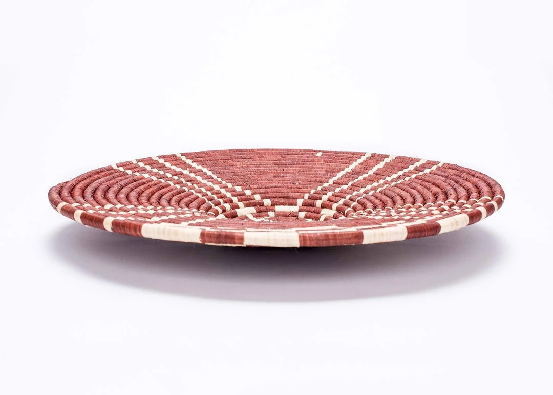 KAZI Home Goods Large Burgundy Sanaa Woven Wall Plate 6 KAZI Home Goods Large Burgundy Sanaa Woven Wall Plate