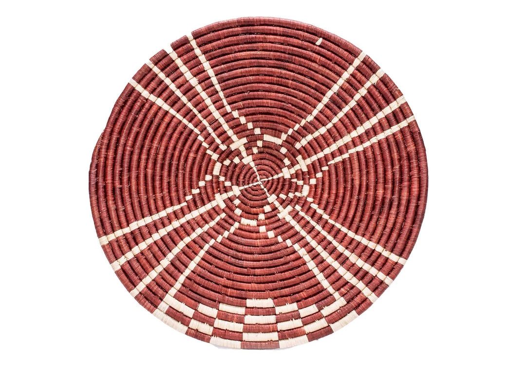 KAZI Home Goods Large Burgundy Sanaa Woven Wall Plate 3 KAZI Home Goods Large Burgundy Sanaa Woven Wall Plate