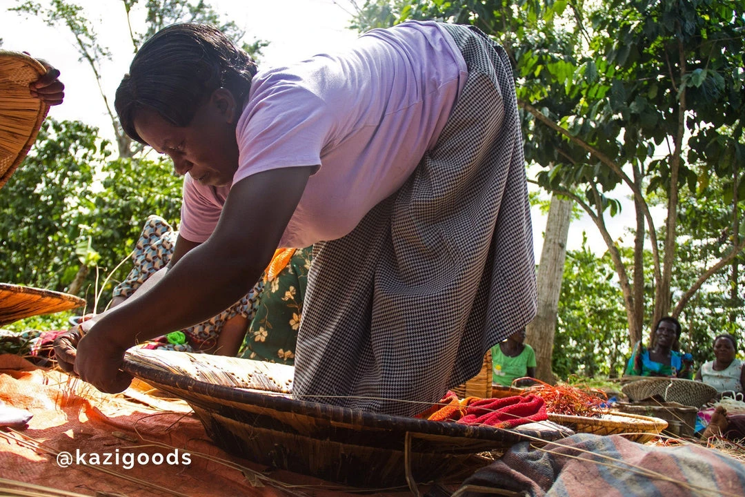 KAZI Large Forest Green + Burgundy Tabia Woven Wall Plate Home Goods 5 KAZI Large Forest Green + Burgundy Tabia Woven Wall Plate Home Goods