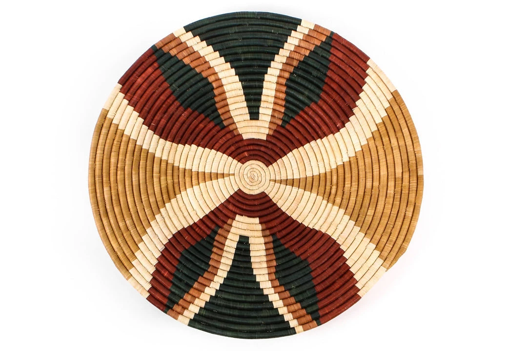 KAZI Large Forest Green + Burgundy Tabia Woven Wall Plate Home Goods 3 KAZI Large Forest Green + Burgundy Tabia Woven Wall Plate Home Goods