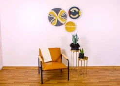 KAZI Large Opal Gray + Mustard Tabia Wall Plate Home Goods