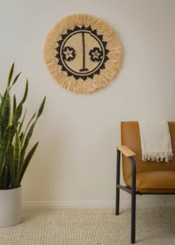 KAZI Home Goods Fringed Sun Mask Wall Art Disc