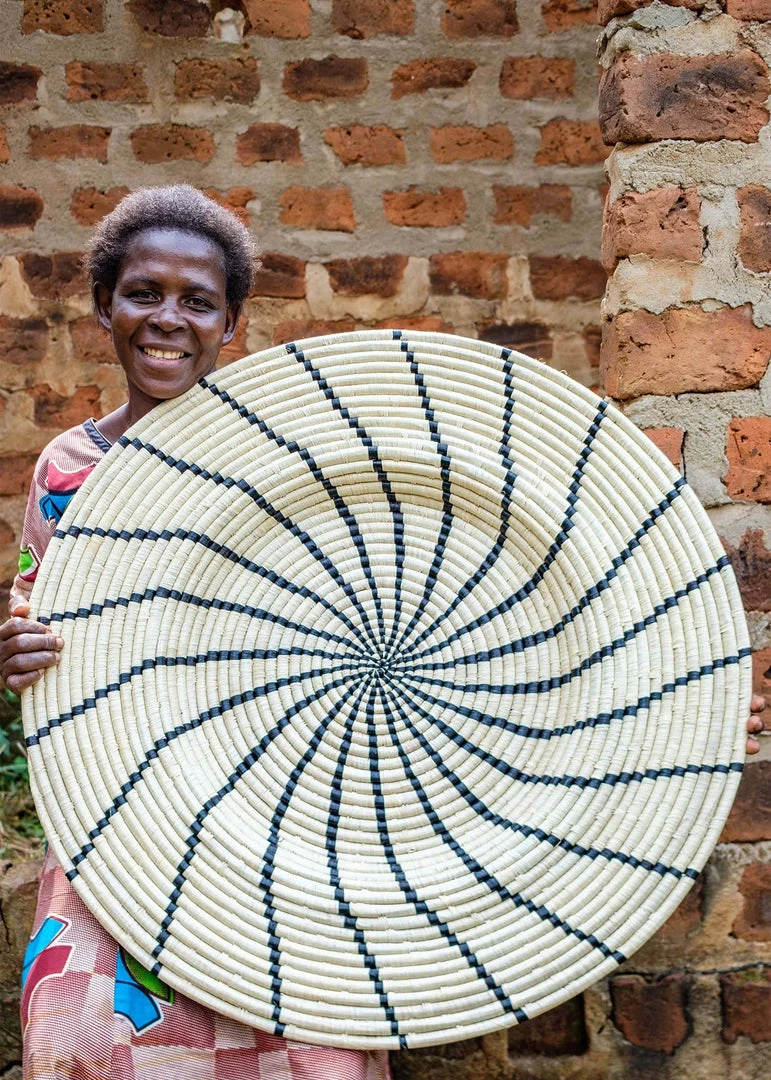 KAZI Jumbo Black Shujaa Woven Wall Plate Home Goods 4 KAZI Jumbo Black Shujaa Woven Wall Plate Home Goods