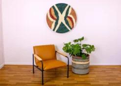 KAZI Home Goods Jumbo Forest Green + Burgundy Tabia Woven Wall Plate