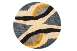 KAZI Home Goods Jumbo Opal Gray + Mustard Tabia Woven Wall Plate